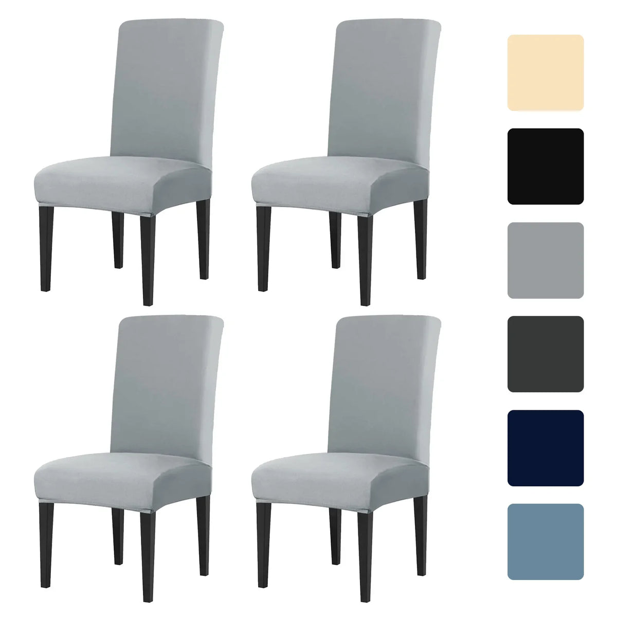 4Pc High Stretch Dining Chair Covers – Elastic Non-Slip Slipcovers, Removable Seat Protectors for Living Room, Kitchen & Wedding