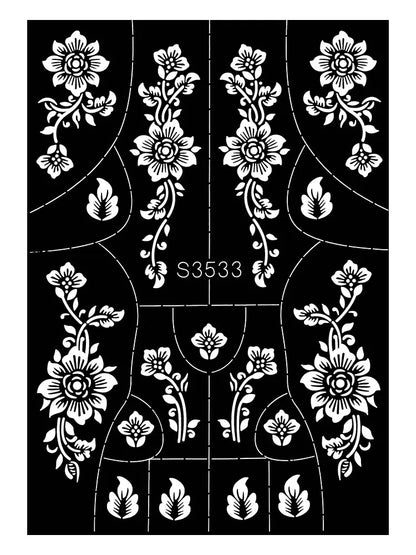 Reusable Henna Stencil Templates for Hand & Body – Floral Tattoo Stencils for Women, Weddings & Festivals Body Art Makeup Tools
