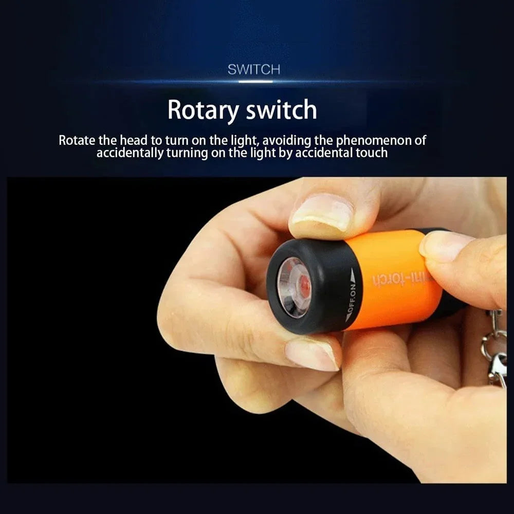 Mini Keychain Pocket Torch - USB Rechargeable LED Light, Waterproof Flashlight Lamp for EDC