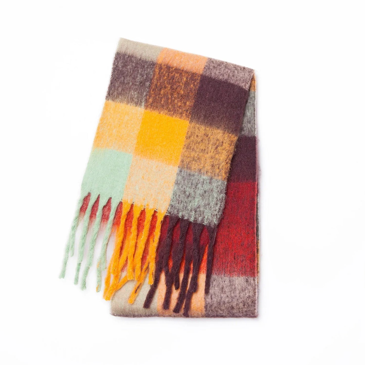 2025 Women's Winter Thick Cashmere Scarf – Warm Pashmina Shawl with Rainbow Tassels & Wraps