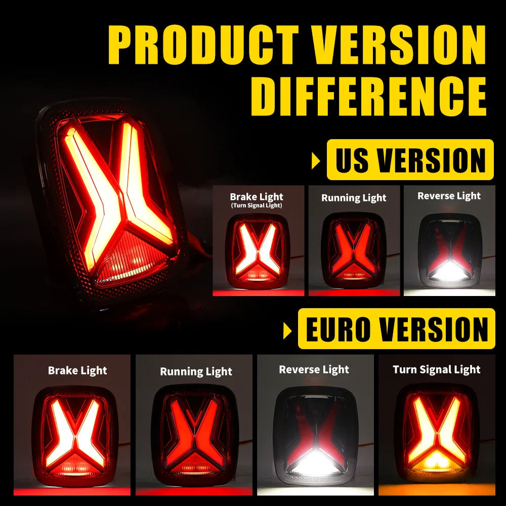 LED Rear Tail Lights for Jeep Wrangler CJ TJ YJ 1998–2006 – X-Shape Smoked Brake & DRL Lamps 12V Universal Fit