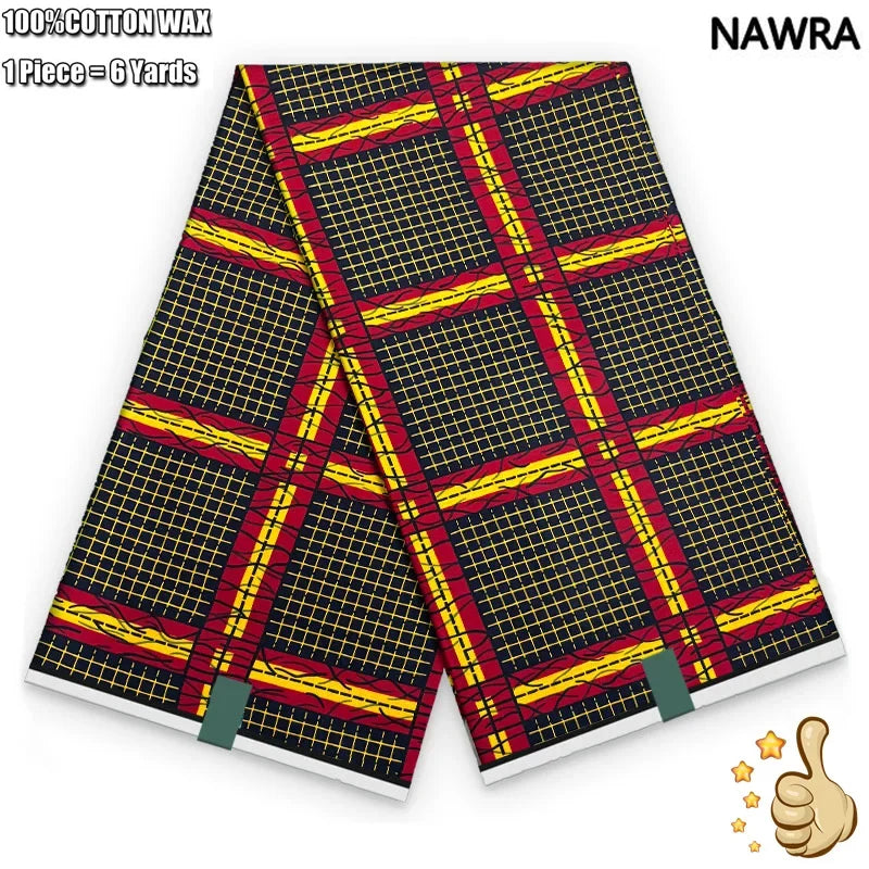 100% Cotton African Real Wax Fabric - Ankara Batik Pagne Sewing Material for Women's Dresses