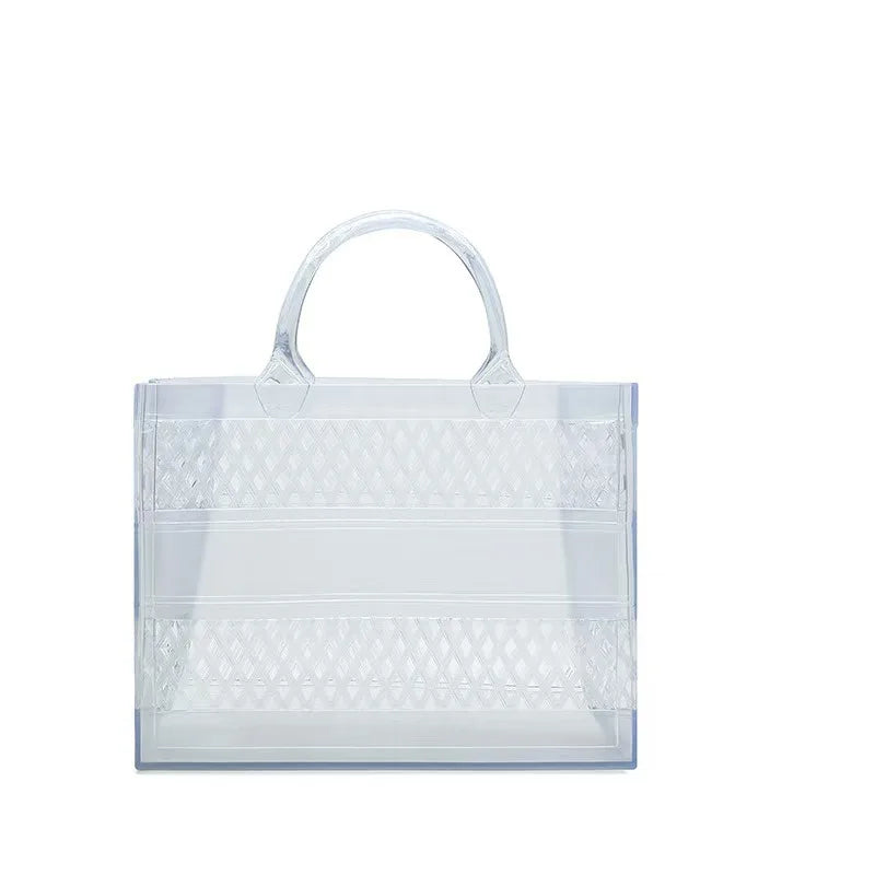 2025 Large Waterproof PVC Beach Tote Bag – Rubber Jelly Tote for Women, Travel, Picnic & Shopping Storage Handbag