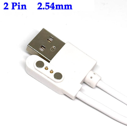 2-Pin Magnetic Pogo Pin USB Charging Cable – Smart Watch Charger for Kids Models Q750S, T88, A20, A20S, TD05 & V6G, USB 2.0 Magnetic Power Cord