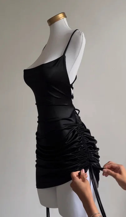 2024 Europe & US Cross-Border Dress - Summer Lace-Up Sexy Halter Spice Bag Hip Skirt
