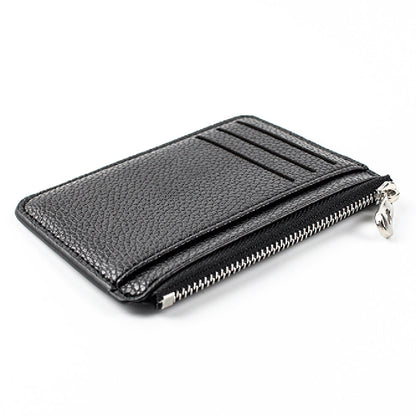 Mini Slim Zipper Card Wallet for Men — Portable Ultra-Thin Black Purse for ID, Bank & Credit Cards