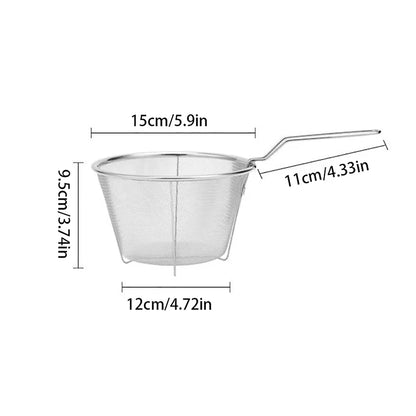 Stainless Steel Frying Strainer Basket - French Fries Deep Fry Basket with Handle, Kitchen Wire Mesh Colander Tool