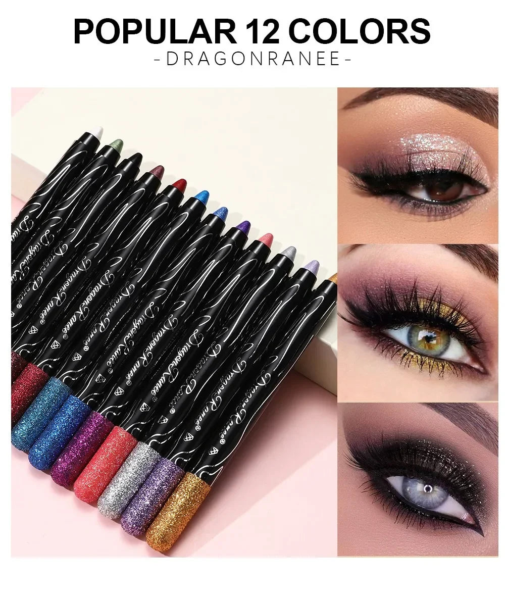 Shiny Pearlescent Highlighter Eyeshadow Pencil – Waterproof Glitter Eyeliner Gel Pen for Long-Lasting Makeup