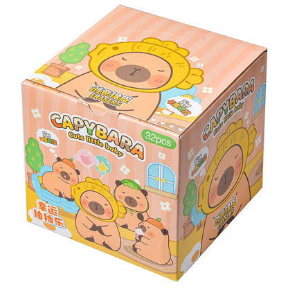 Original Capybara Blind Bag 32pcs — Cute Little Baby Character Rubber Figures, Learning Stationery Toy for Kids & Gifts