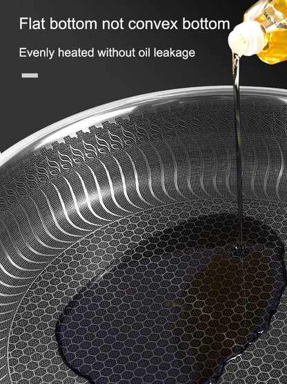 Tri-Ply 316 Stainless Steel Frying Pan – Double-Sided Honeycomb Wok Skillet for All Stoves