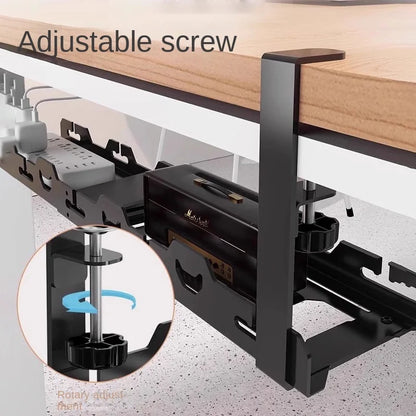 Telescopic Under-Desk Storage Rack – Metal Cable Management Tray for Home and Office, No-Punch Wire Organizer
