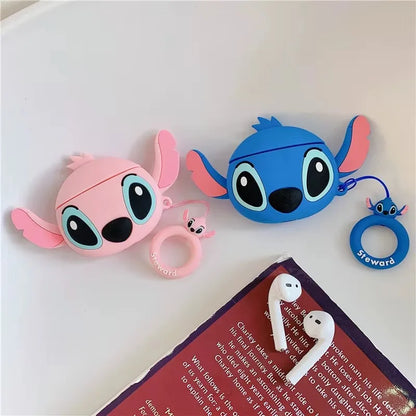 3D Stitch Couple Cartoon Silicone Case for AirPods 1/2/3/4 & Pro/Pro2 — Protective Earphone Box with Pendant Cover