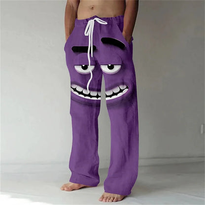 Men's 3D Facial Expression Pants - Trendy Wide-Leg Printed Casual Trousers