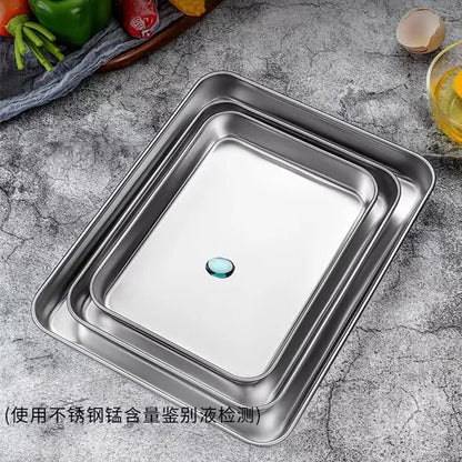Kitchen Stainless Steel Rectangle Serving Tray – Food Storage Plate for Restaurant & Home