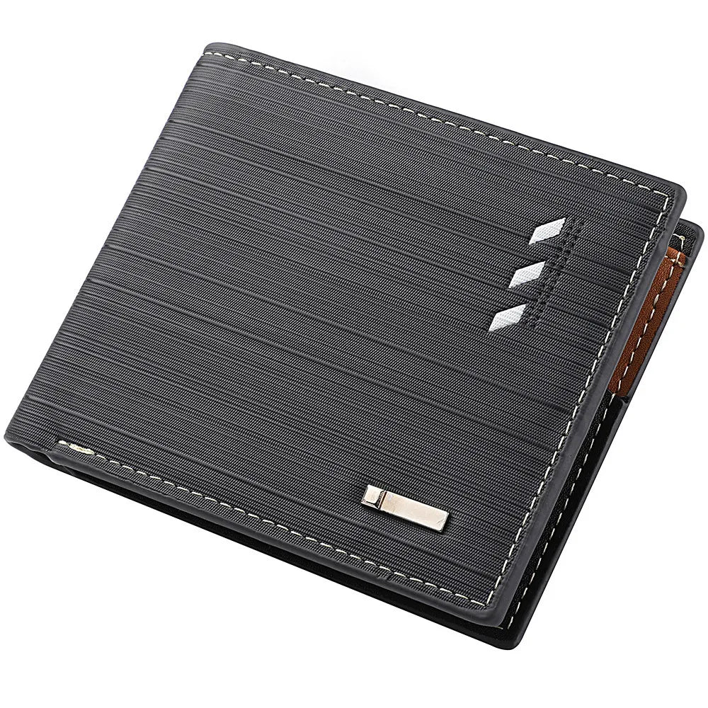 Men's Stripe Wallet - High-Quality Leather Multi-Function ID and Credit Card Holder with Two-Fold Money Clip and Coin Purse