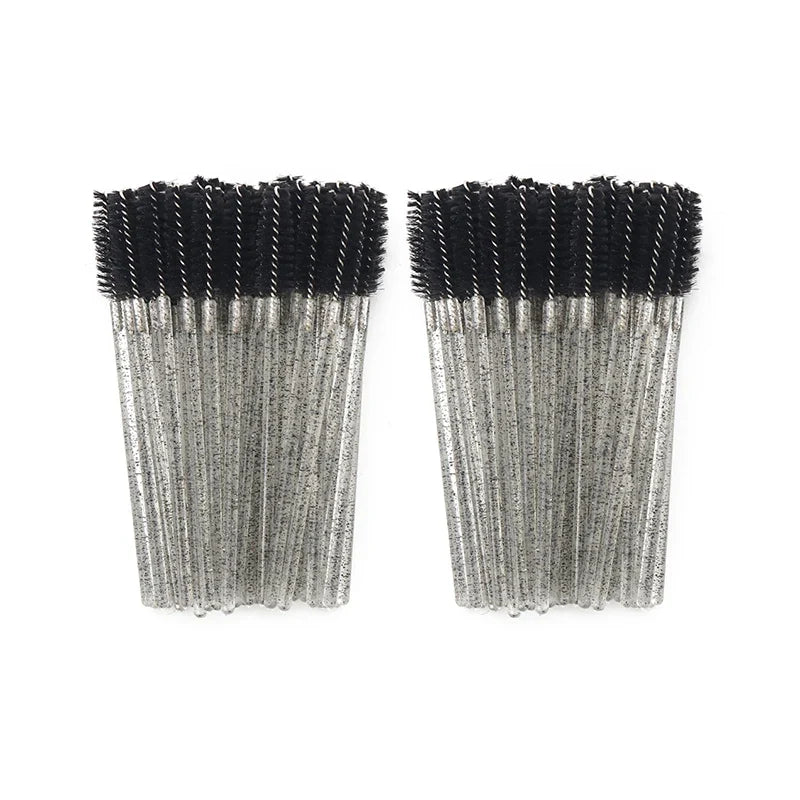 ANNAFRIS 50PCS Disposable Eyelash Brushes - Soft Crystal Lash Extension & Eyebrow Makeup Mascara Wands