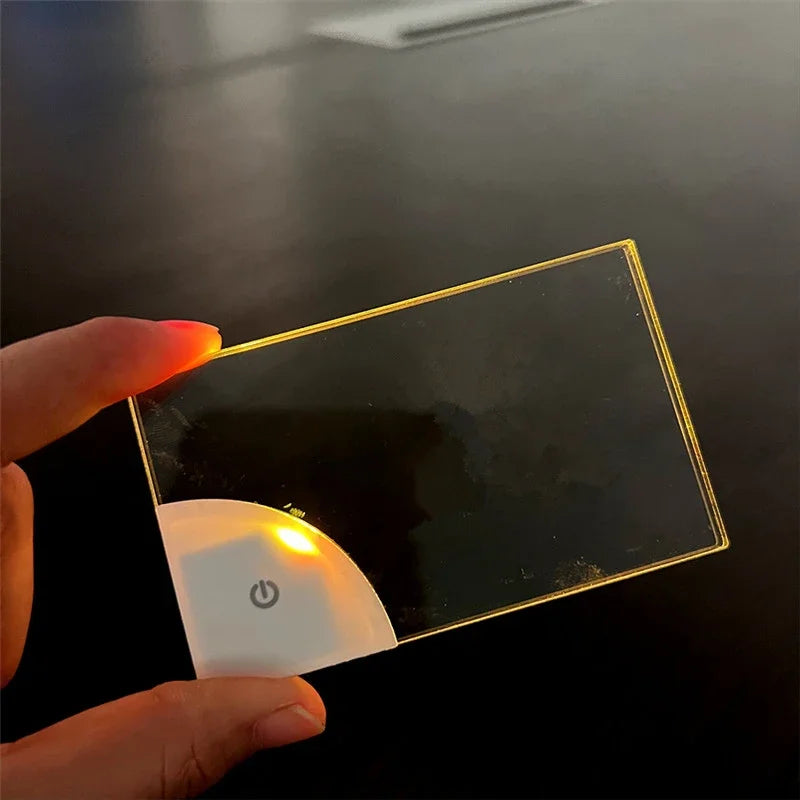 LED Blank Acrylic Glowing Business Card – Transparent Name Tag Board, Battery Powered DIY Gift for Husband, Boyfriend, Dad