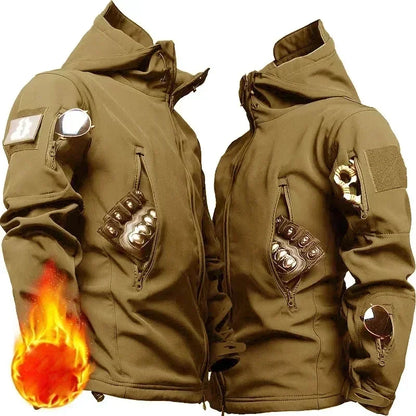 Men’s Winter Thicken Camo Tactical Suit — Waterproof Hooded Jacket & Fleece Pants Outdoor Hunting 2-Piece Set