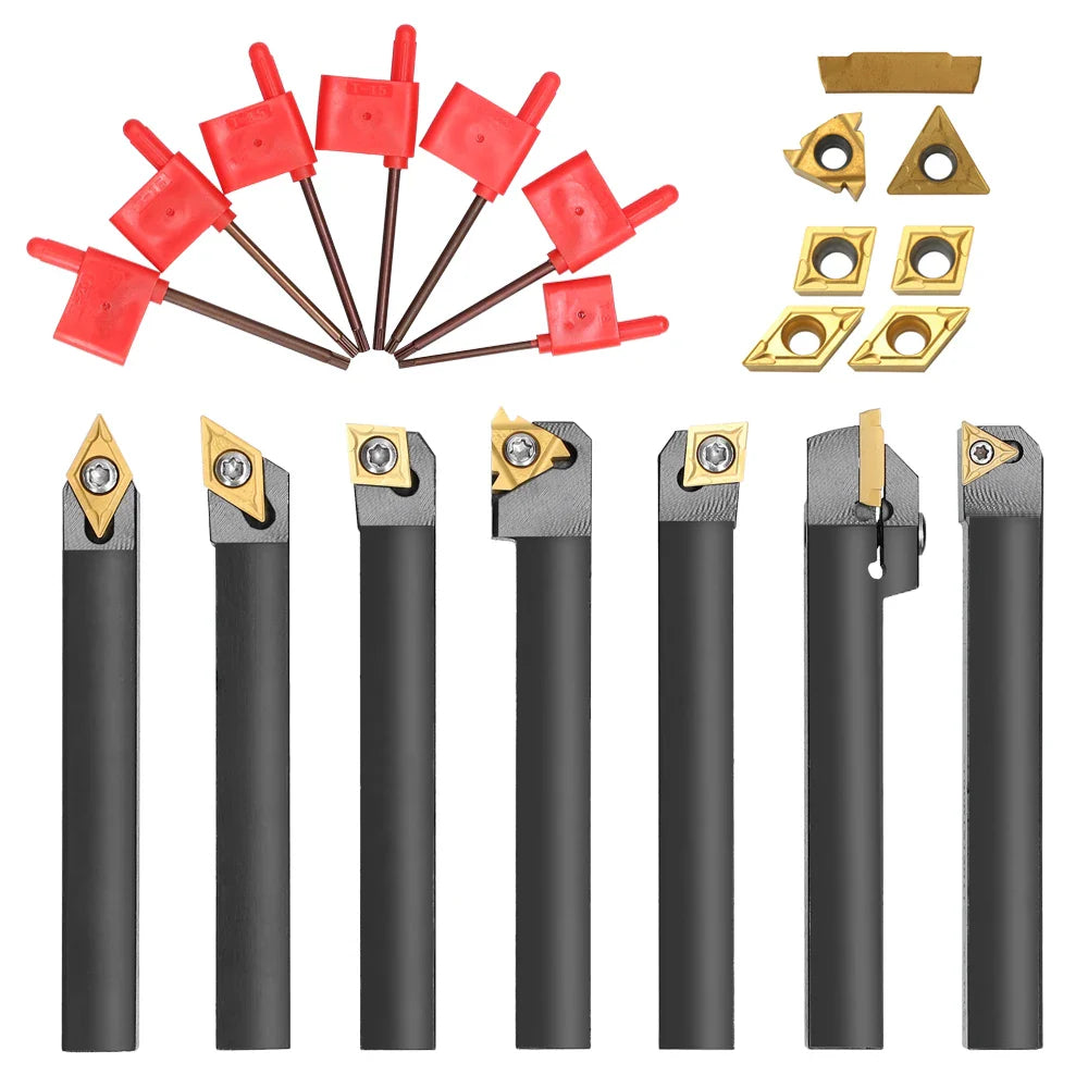 8-16mm Lathe Turning Tool Holder — Boring Bar & CNC Metal Cutter Rod with Shank and Inserts