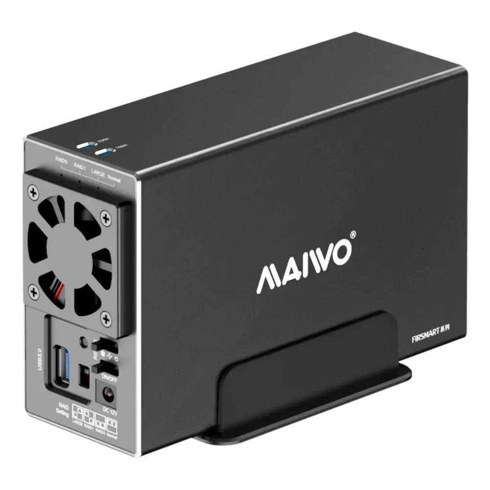 MAIWO 3.5 Inch HDD Case – Dual Bay SATA RAID Storage Enclosure & Docking Station for 2.5/3.5 Inch External Hard Drives