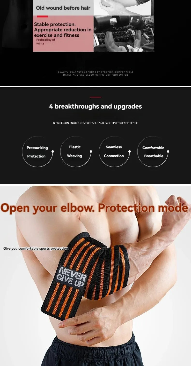 Sports Elbow Guard - Winding Pressure Elbow Pad for Weightlifting & Bench Press - Protective Gear & Gym Equipment Booster