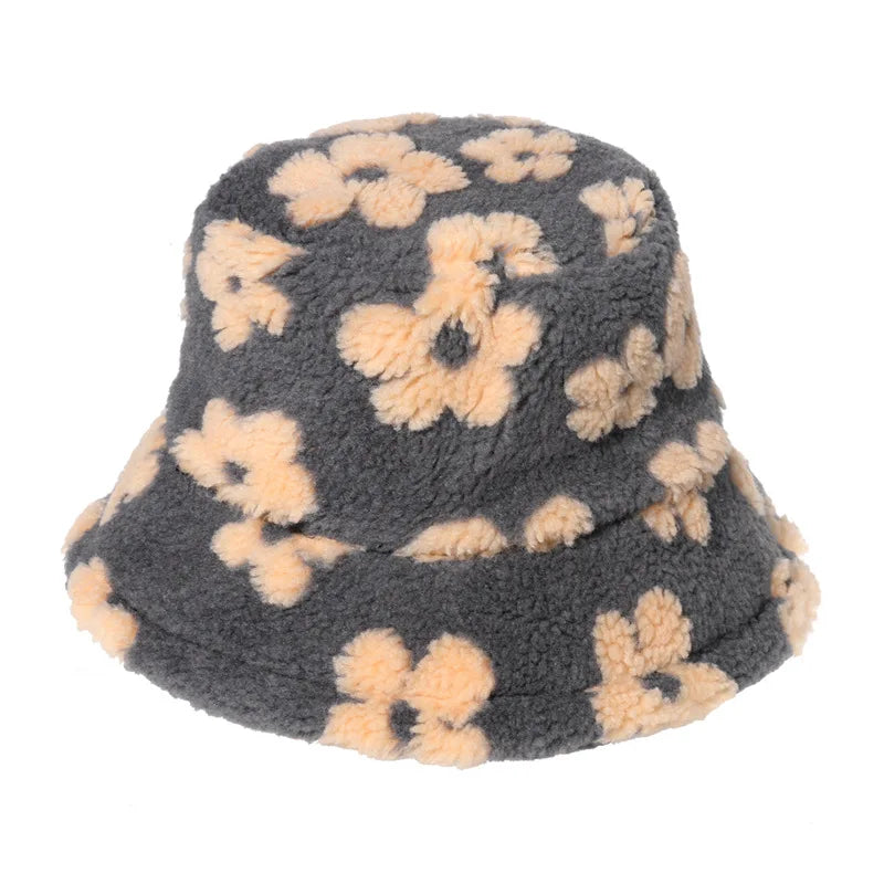 Women’s Winter Bucket Hat – Fashion Leopard Panama, Warm Vintage Faux Fur Fisherman Cap