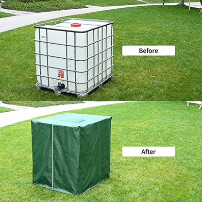 1000L IBC Water Tank Cover - Waterproof, UV-Resistant Tarpaulin with Zipper, Dustproof Rain Tank Protector