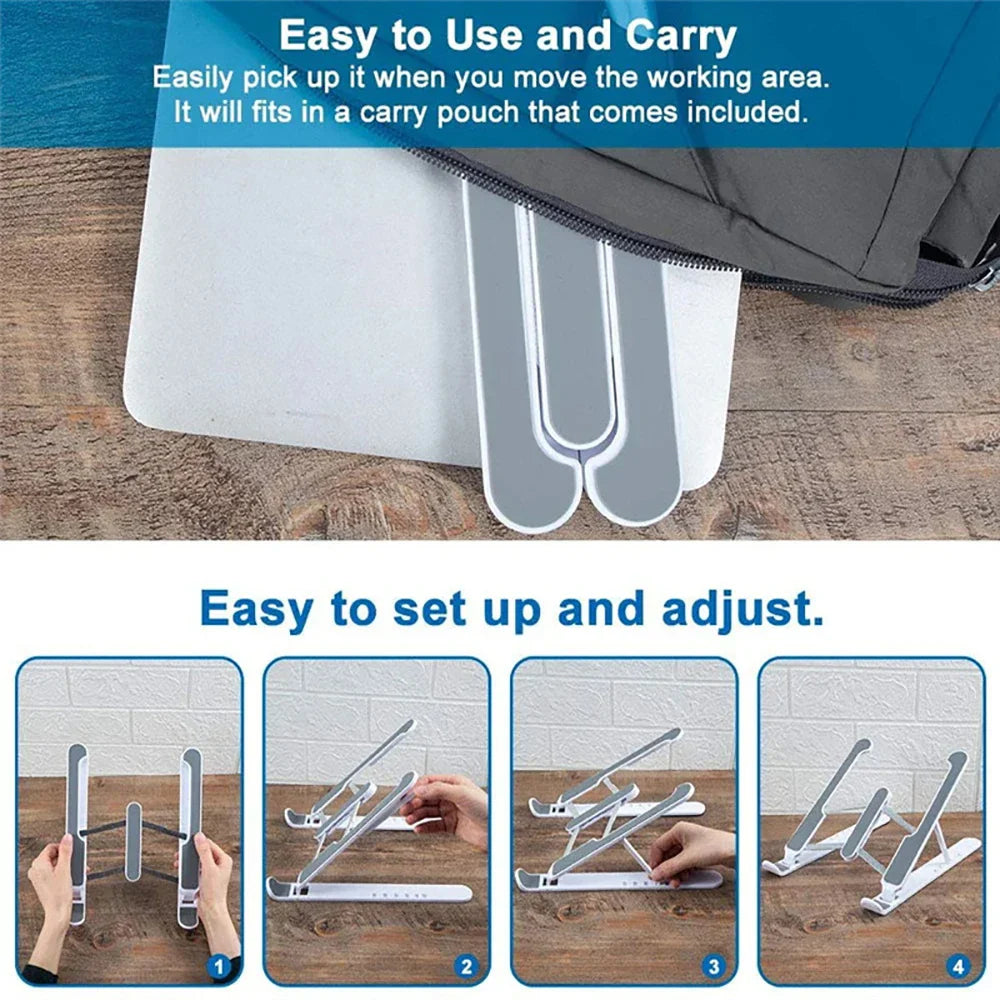 Foldable Adjustable Laptop Stand – Portable Ergonomic Notebook Holder for MacBook Air/Pro & Universal Laptops