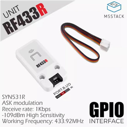 M5Stack RF433R Wireless RF Receiver SYN531R - Ideal for Radio Frequency Remote Control and Automation Applications