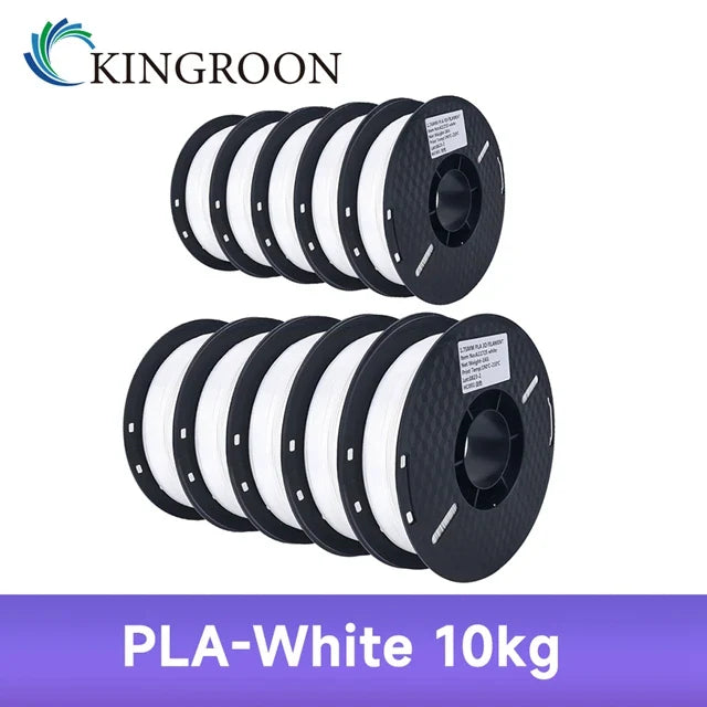 KINGROON 10KG PLA/ABS/PETG Filament 1.75mm – 10 Rolls Black, White, Gray for 3D Printing