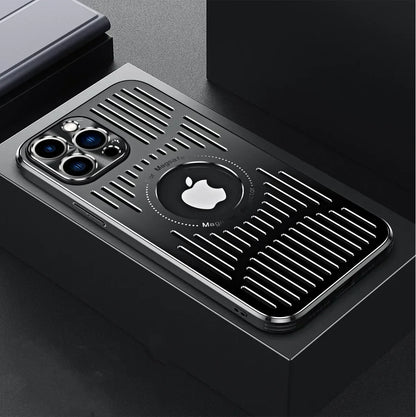 Metal Magnetic MagSafe Case with Heat Dissipation for iPhone 12 13 14 15 16 Pro/Pro Max – Logo Cutout, Wireless Charging Compatible