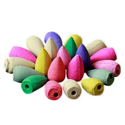 Aromatic Bliss Bundle: 20pcs Mix Natural Backflow Incense Cones - Rose, Jasmine, Lavender, Sandalwood Fusion