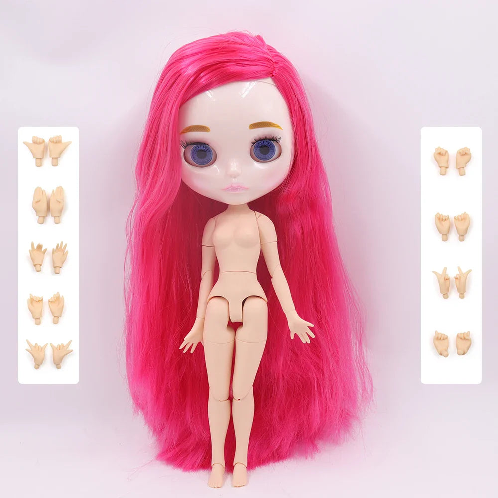 ICY DBS Blythe Doll 1/6 Joint Body 30cm BJD – Shiny Face with Extra Hands, DIY Fashion Doll Gift