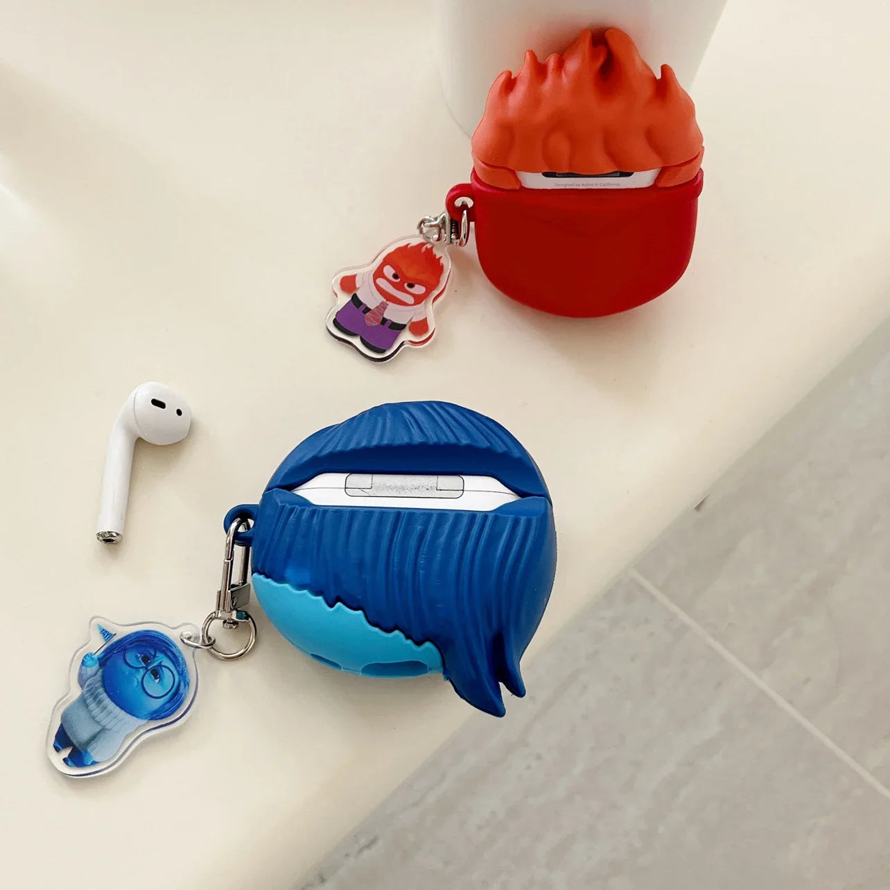 Inside Out Silicone Case for AirPods 1/2/3/4 & Pro/Pro 2 — Anger, Sadness, Embarrassment Cartoon Earphone Cover