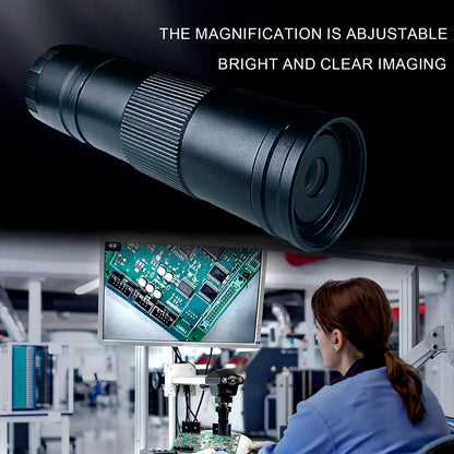 1080P 4K Industrial Microscope – 150X C-Mount Lens with 48MP/13MP Digital Camera, HDMI/USB-C/VGA for PCB Soldering & DIY