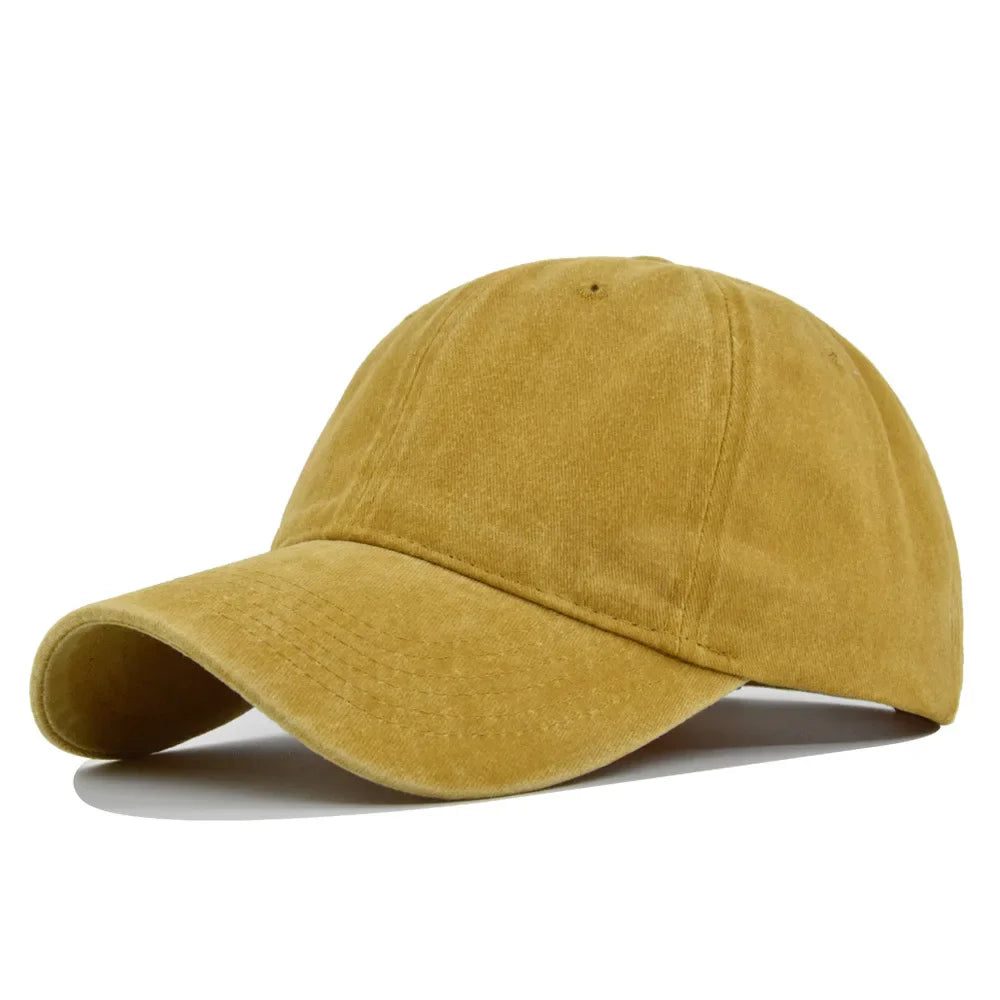 Baseball Snapback Cap – Pure Color Cowboy Hat, Water-Washed Hip Hop Fitted Cap for Men & Women, Spring & Autumn
