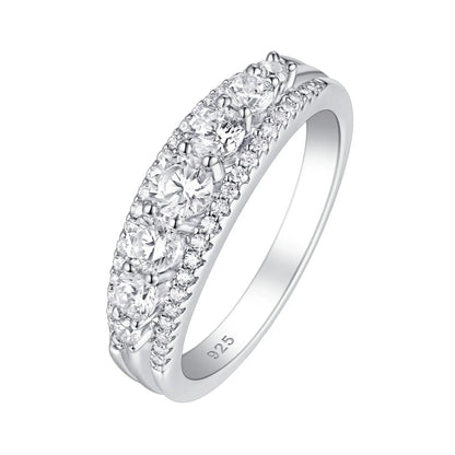 Newshe 925 Sterling Silver Eternity Ring — 1.1ct Round AAAAA CZ Wedding Band for Women, Sizes 4–13