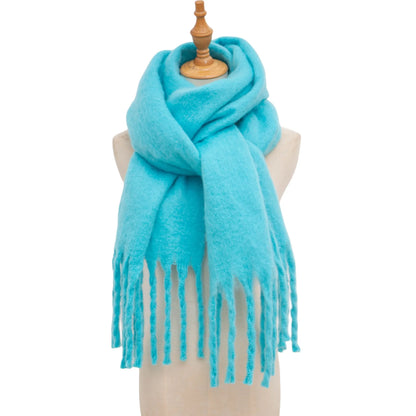 Luxury Cashmere Scarf for Women - Thickened Warm Shawl with Classic Tassels, Soft Solid Color Wrap for Autumn and Winter