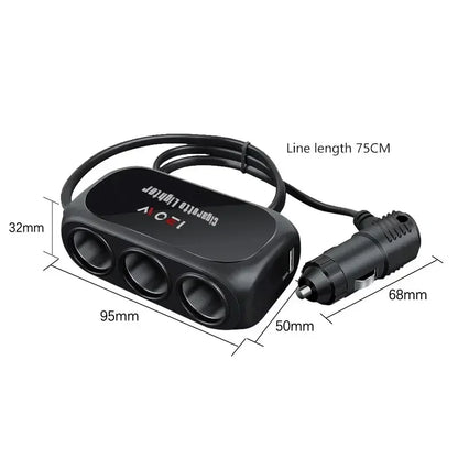Dual USB Car Charger – Multi-Function Power Adapter Plug for 3 Devices