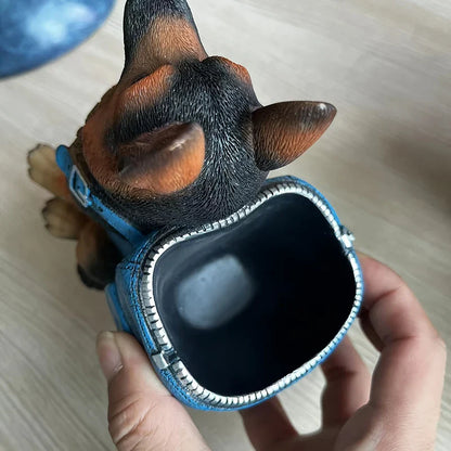 Creative Dog Desk Pencil Holder – Resin German Shepherd Pen Storage Sculpture, Office Desk Ornament & Utensil Rack