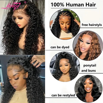 250% Curly Human Hair Lace Front Wig – Deep Wave Brazilian Remy 13x4 Water Wave Lace Frontal Wig