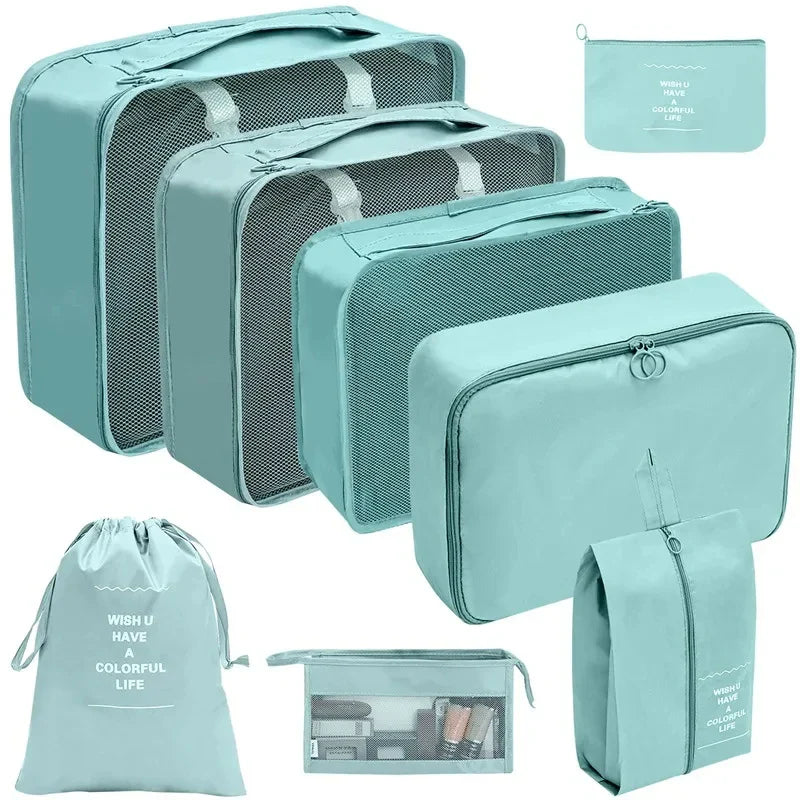 7–10 Pc Travel Organizer Storage Bags Set – Portable Packing Cubes for Suitcase, Clothes, Shoes & Luggage Tidy Pouch