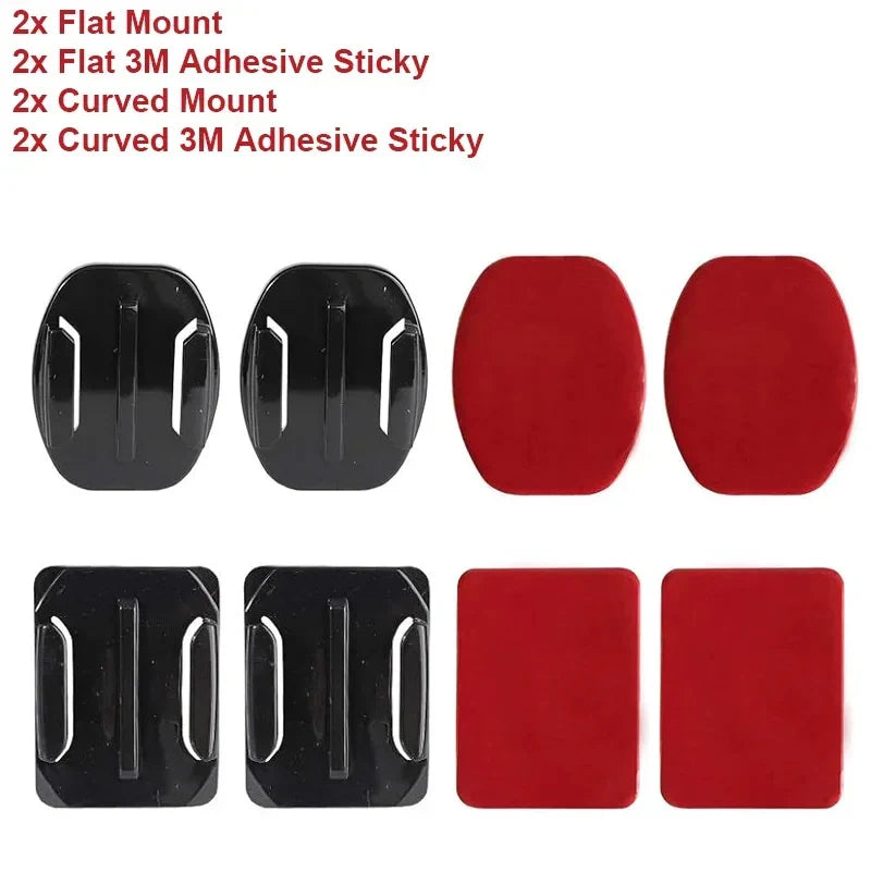 Helmet Adhesive Mount Set for GoPro Hero 8–13, Insta360, DJI & SJCAM – Flat & Curved Sticky Camera Accessories