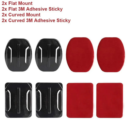Helmet Adhesive Mount Set for GoPro Hero 8–13, Insta360, DJI & SJCAM – Flat & Curved Sticky Camera Accessories