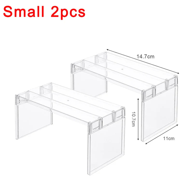 Refrigerator Storage Organizer – Layered Transparent Fridge Shelves & Desktop Stand, Space-Saving Kitchen Accessory