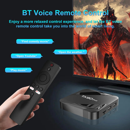 TX80 PRO Android TV Box 16GB+256GB Quad-Core ARM Cortex-A53 4K UHD Streaming Media Player with Dual-Band WiFi & Mali-450 GPU