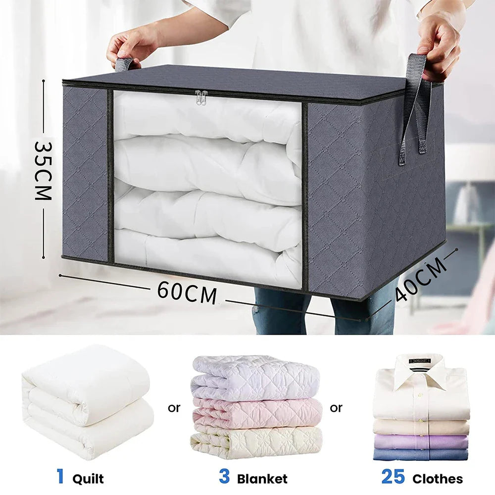 New Large Capacity Foldable Clothes Storage Bag — Blanket Organizer for Bedroom & Closet