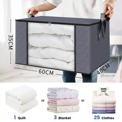 New Large Capacity Foldable Clothes Storage Bag — Blanket Organizer for Bedroom & Closet