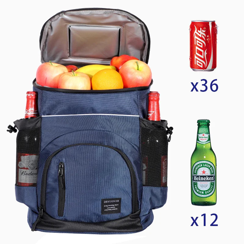 DENUONISS 33L Cooler Bag – Soft Insulated Backpack for 36 Cans, Leak-Proof Food & Beer Storage for Travel & Beach