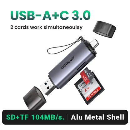 UGREEN USB 3.0 Card Reader – SD/Micro SD/TF Memory Card Adapter for PC & Laptop Accessories